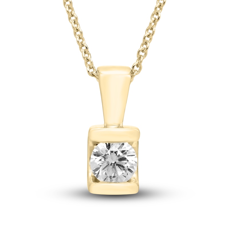 Diamond Solitaire Necklace 1/3 ct tw Round 18K Yellow Gold (I1/I)