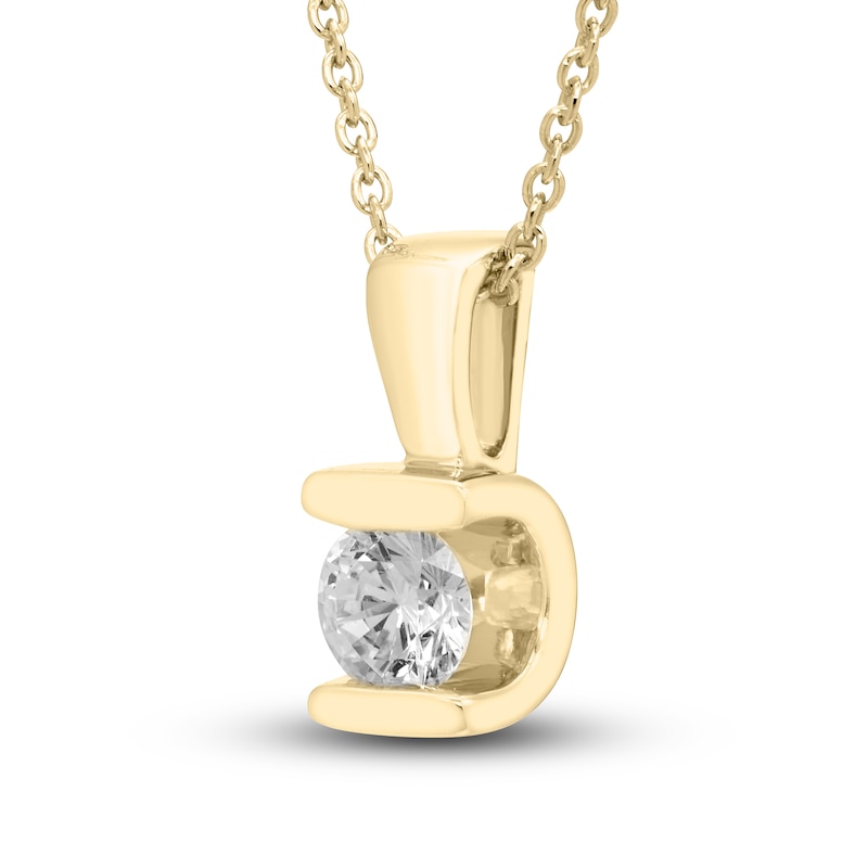 Diamond Solitaire Necklace 1/3 ct tw Round 18K Yellow Gold (I1/I)