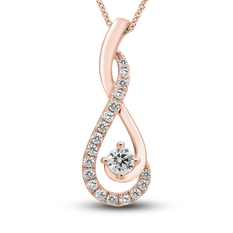 Hearts Desire Diamond Necklace 1/2 ct tw Round 18K Rose Gold