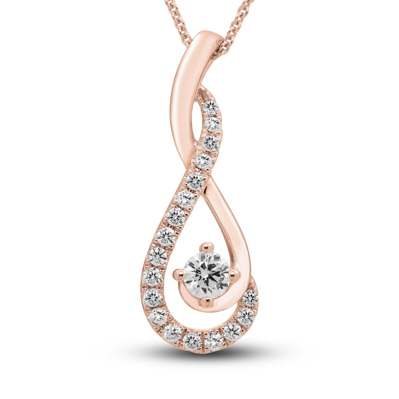 Diamond Necklace 1/2 ct tw Round 18K Rose Gold