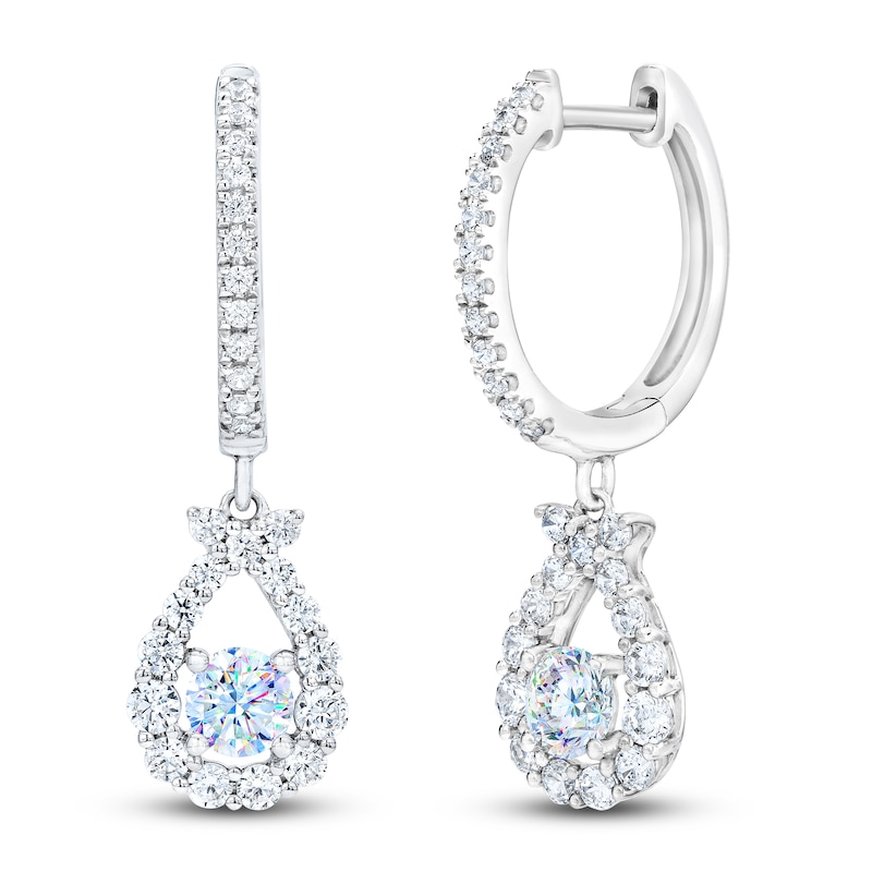 THE LEO First Light Diamond Drop Earrings 1-1/8 ct tw 14K White Gold with 360