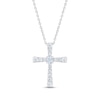 Thumbnail Image 1 of THE LEO First Light Diamond Cross Necklace 1/2 carat Round 14K White Gold