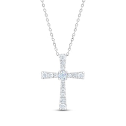 THE LEO First Light Diamond Cross Necklace 1/2 carat Round 14K White Gold