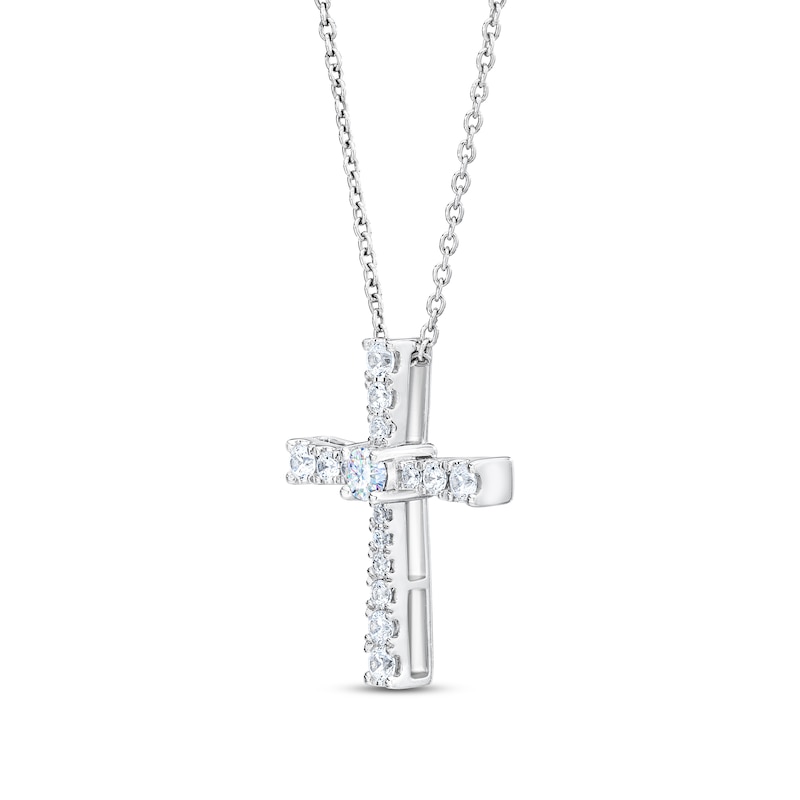 Main Image 2 of THE LEO First Light Diamond Cross Necklace 1/2 carat Round 14K White Gold