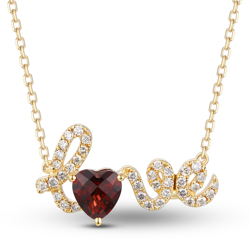 Main Image 1 of Le Vian Natural Garnet Necklace 1/4 ct tw Diamonds 14K Honey Gold