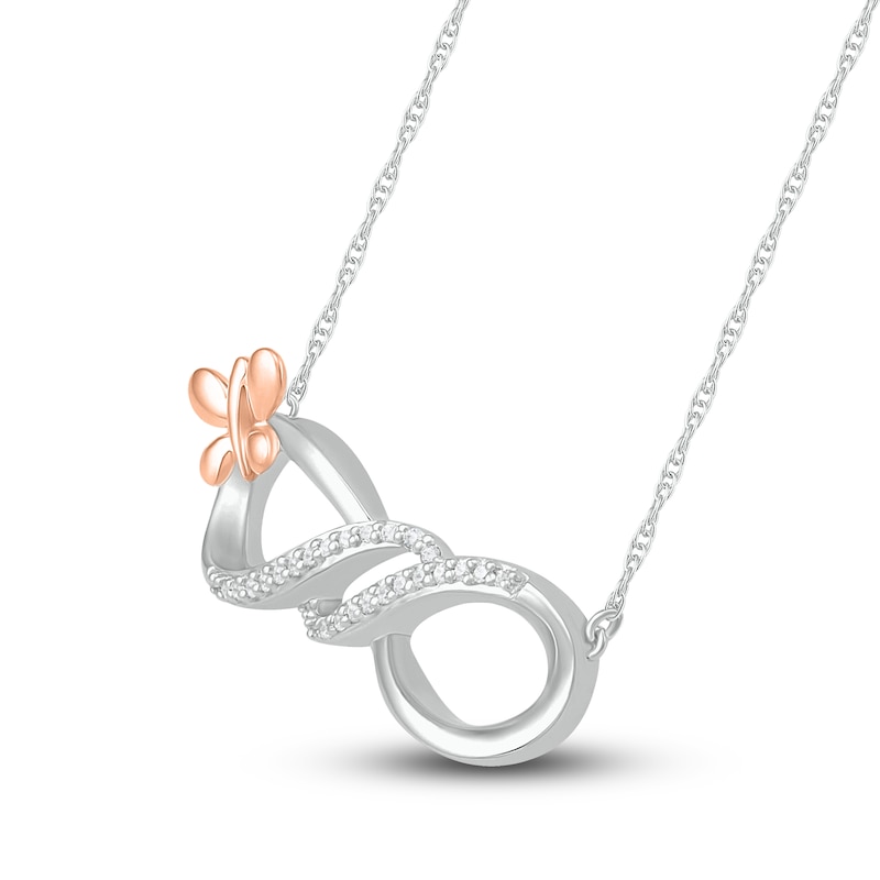 Main Image 2 of Diamond Infinity Necklace 1/20 ct tw Round Sterling Silver/10K Rose Gold