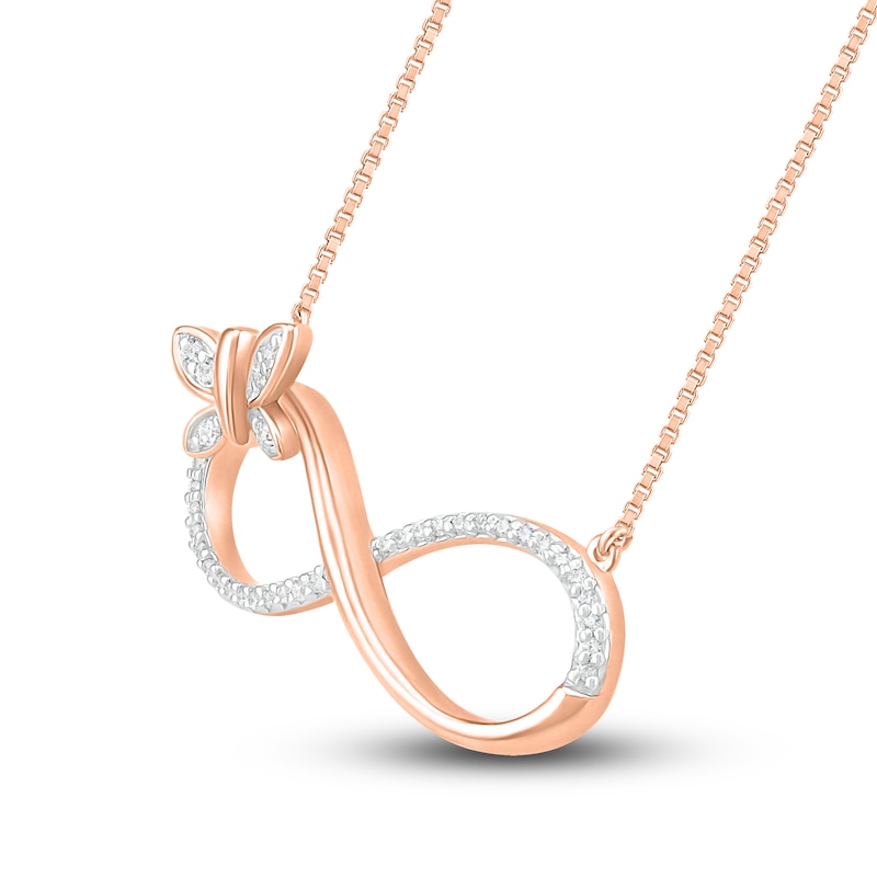 Main Image 2 of Diamond Infinity Necklace 1/15 ct tw Round 10K Rose Gold