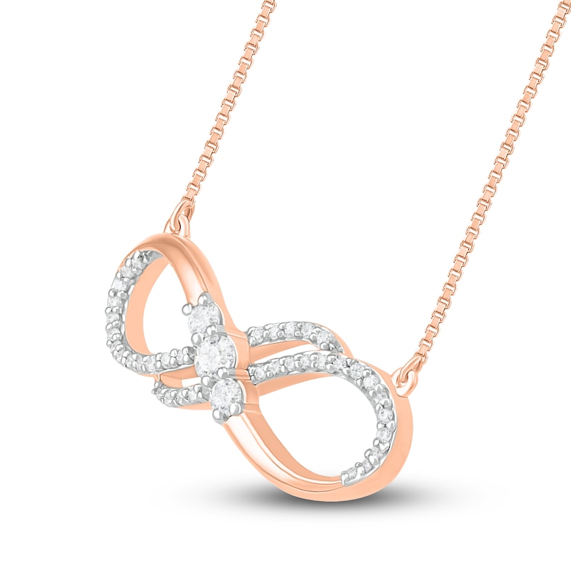 Main Image 2 of Diamond Infinity Necklace 1/6 ct tw Round 10K Rose Gold
