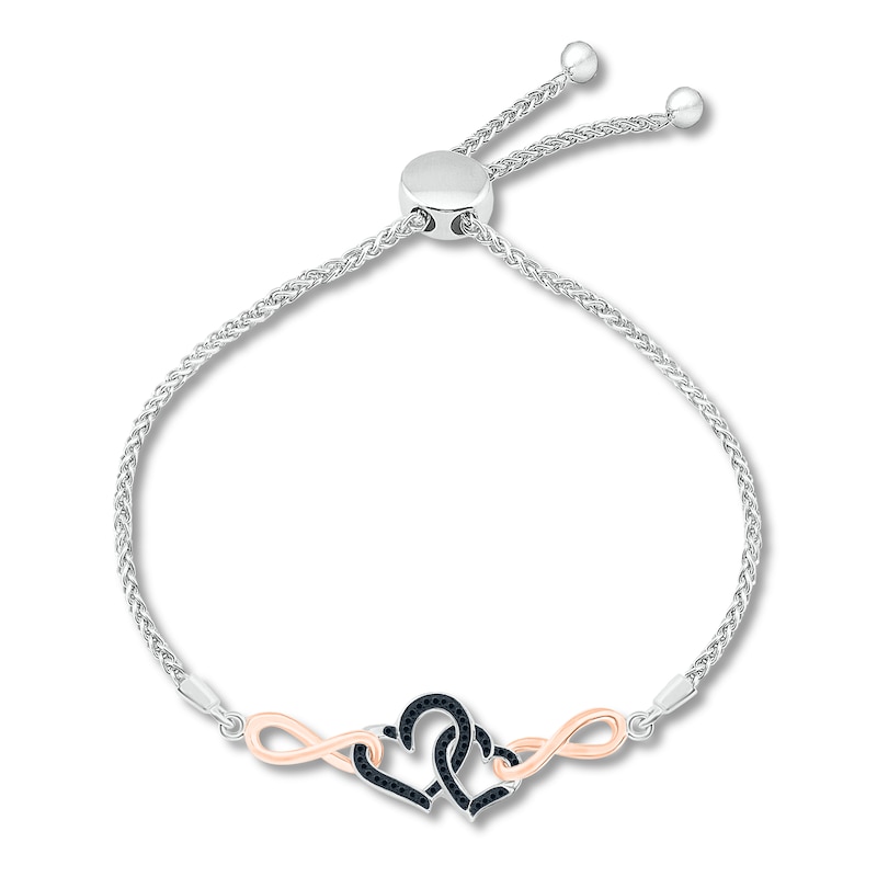 Main Image 1 of Black Diamond Bracelet 1/6 ct tw Round Sterling Silver/10K Rose Gold