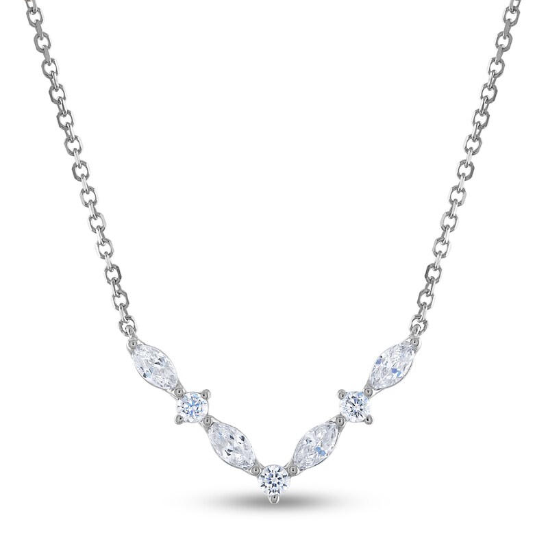 Vera Wang WISH Diamond Necklace 3/8 ct tw Round/Marquise 10K White Gold