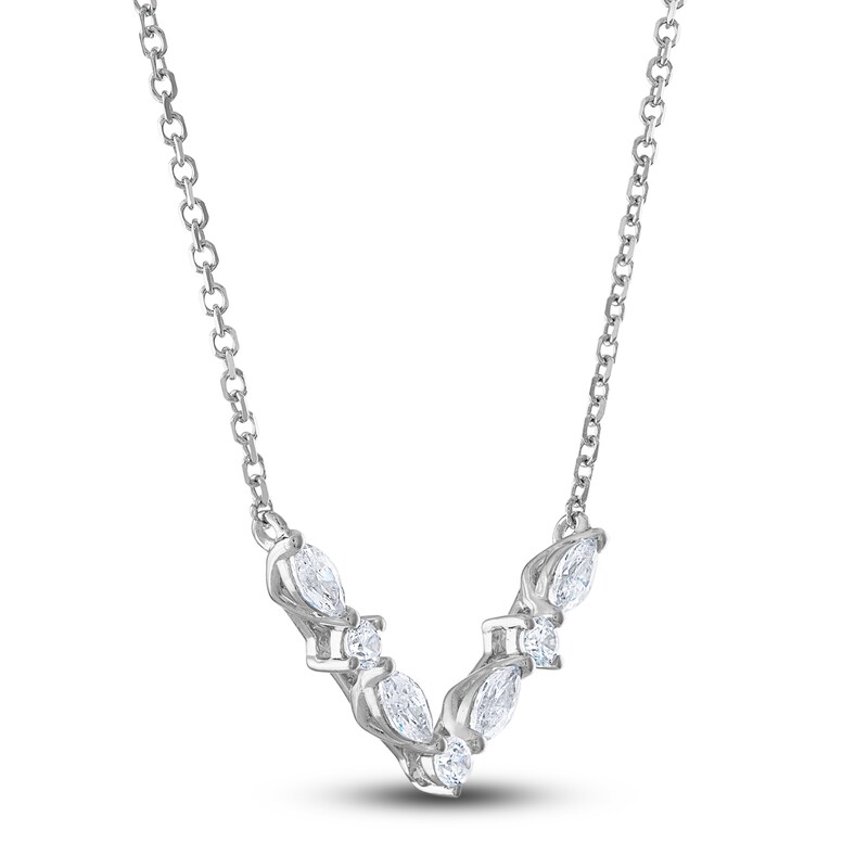 Vera Wang WISH Diamond Necklace 3/8 ct tw Round/Marquise 10K White Gold