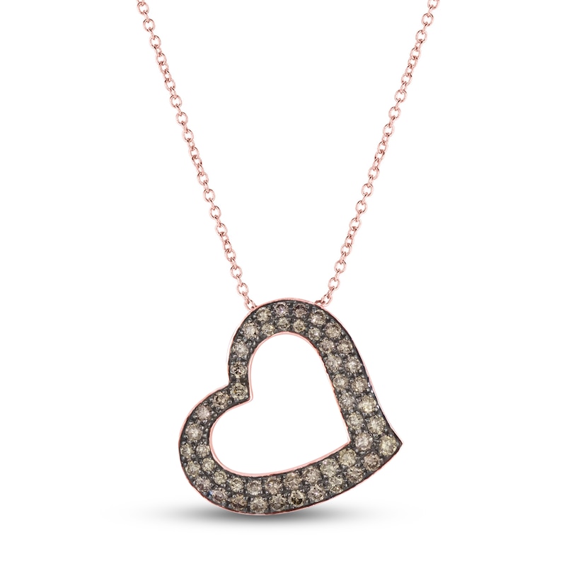 Main Image 1 of Le Vian Chocolate Diamond Heart Necklace 3/4 ct tw Diamonds 14K Strawberry Gold