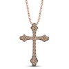 Thumbnail Image 1 of Le Vian Chocolate Diamond Cross Necklace 3/8 ct tw 14K Strawberry Gold