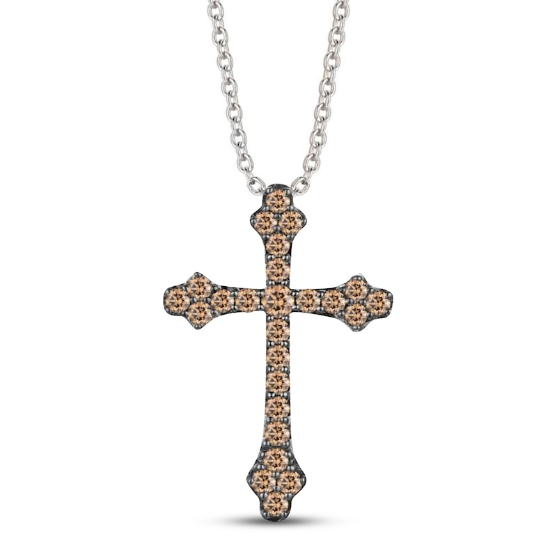 Main Image 1 of Le Vian Diamond Cross Necklace 3/8 ct tw 14K Vanilla Gold