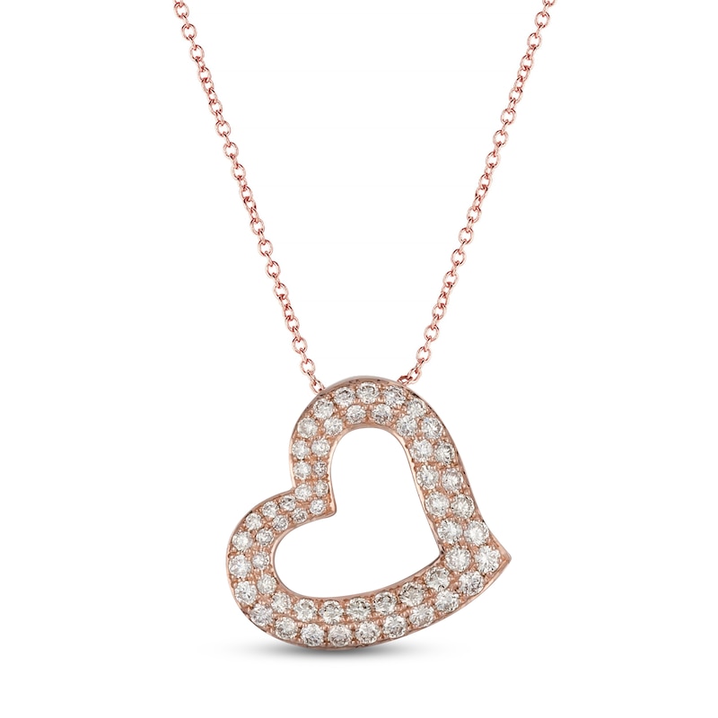Main Image 1 of Le Vian Chocolate Diamond Heart Necklace 3/4 ct tw 14K Strawberry Gold