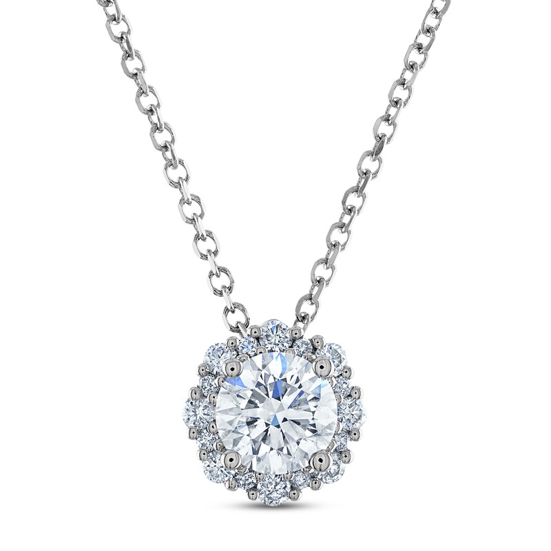 Main Image 1 of Royal Asscher Diamond Pendant Necklace 3/4 ct tw Round 14K White Gold