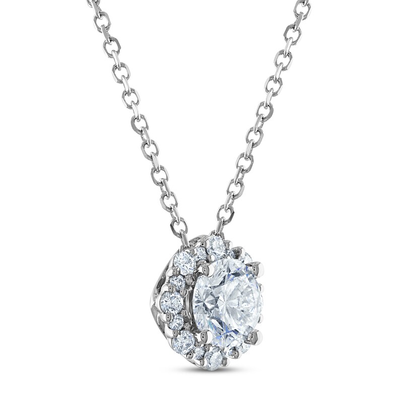 Main Image 2 of Royal Asscher Diamond Pendant Necklace 3/4 ct tw Round 14K White Gold