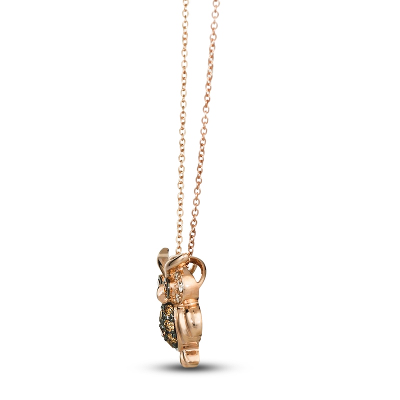 Main Image 2 of Le Vian Diamond Owl Pendant Necklace 1/4 ct tw Diamonds 14K Rose Gold 19"
