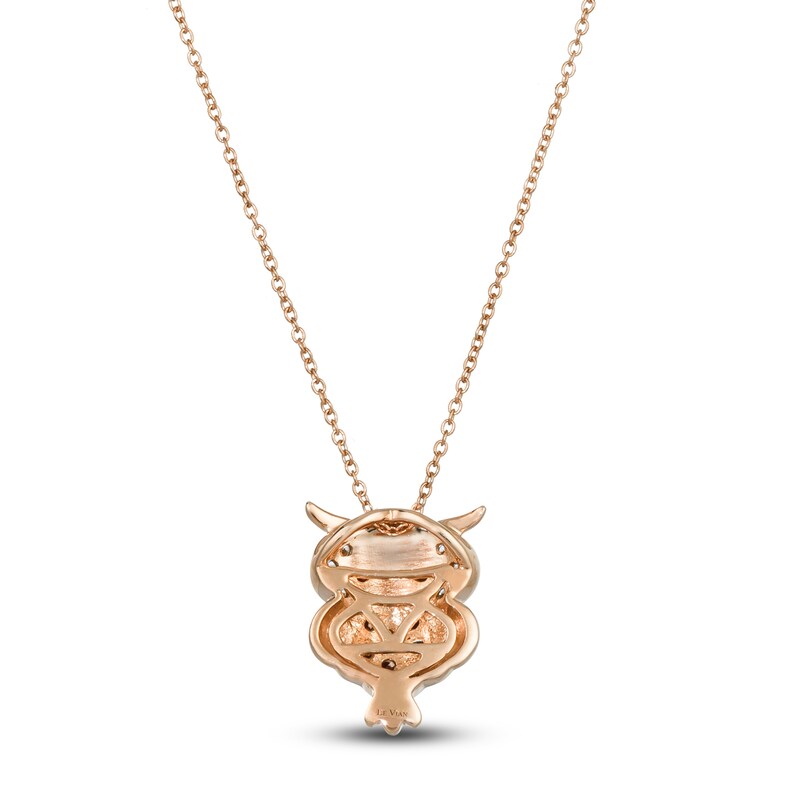 Main Image 3 of Le Vian Diamond Owl Pendant Necklace 1/4 ct tw Diamonds 14K Rose Gold 19"