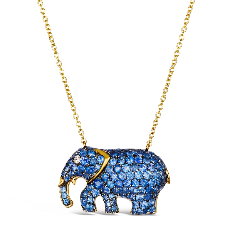 Main Image 1 of Le Vian Natural Sapphire Necklace Diamond Accent 14K Honey Gold