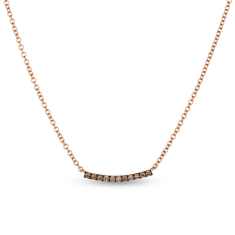 Main Image 1 of Le Vian Chocolate Diamond Necklace 1/5 ct tw Round 14K Strawberry Gold