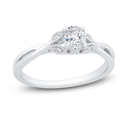 Diamond Engagement Ring 3/8 ct tw Oval/Round 14K White Gold