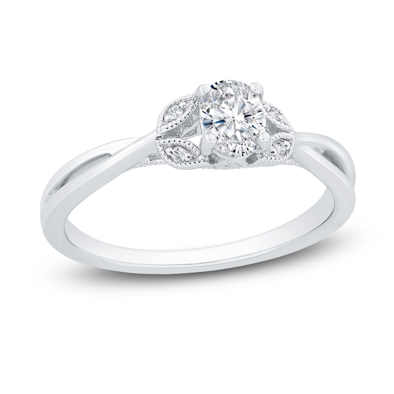 Main Image 1 of Diamond Engagement Ring 3/8 ct tw Oval/Round 14K White Gold