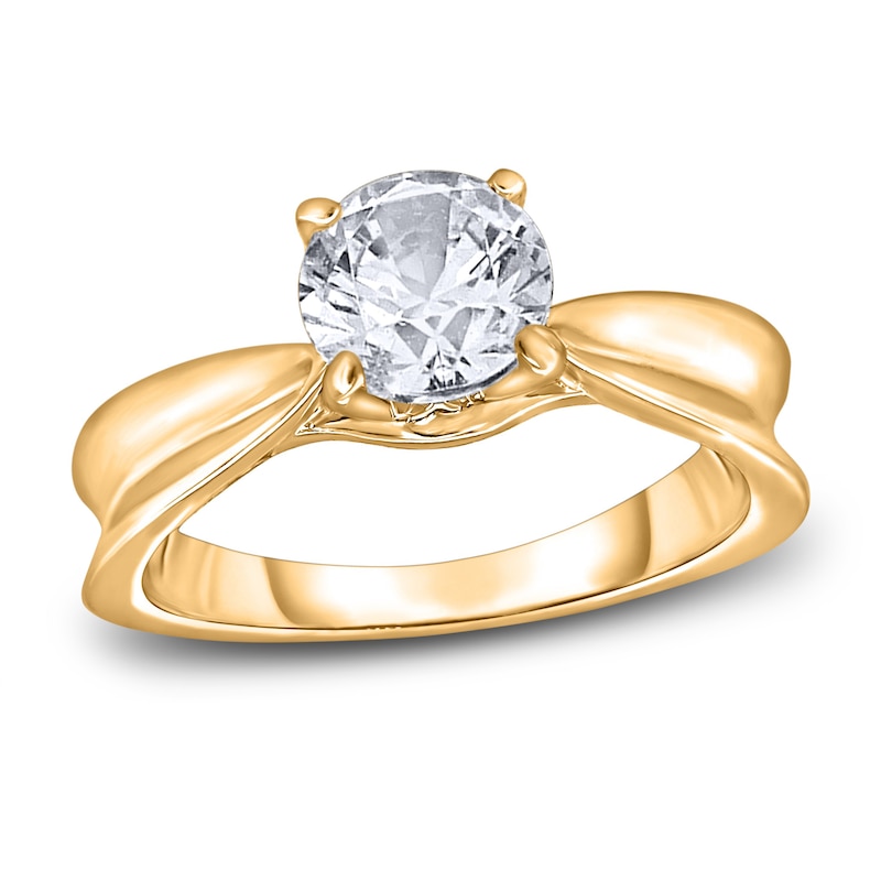 Main Image 1 of Diamond Solitaire Concave Engagement Ring 1 ct tw Round 14K Yellow Gold (I2/I)