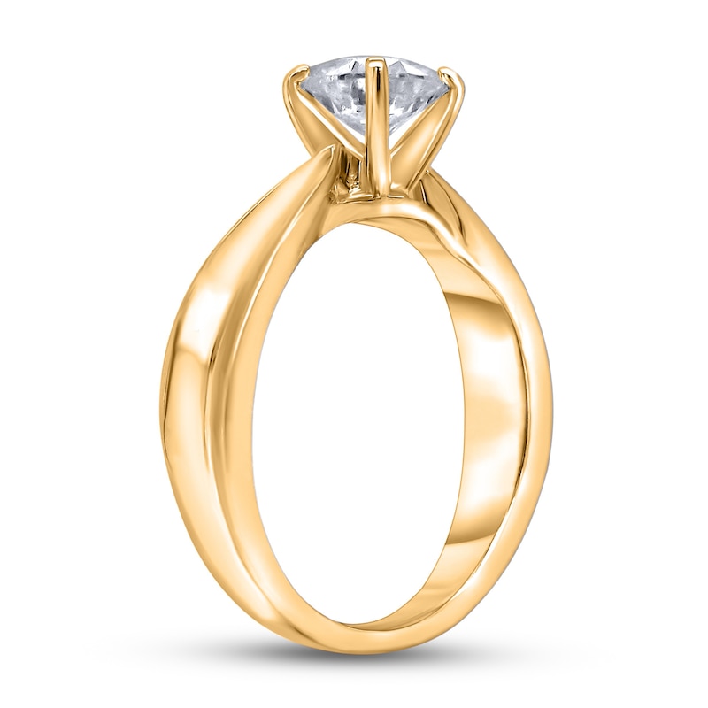 Main Image 2 of Diamond Solitaire Concave Engagement Ring 1 ct tw Round 14K Yellow Gold (I2/I)