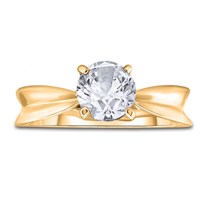 Main Image 3 of Diamond Solitaire Concave Engagement Ring 1 ct tw Round 14K Yellow Gold (I2/I)