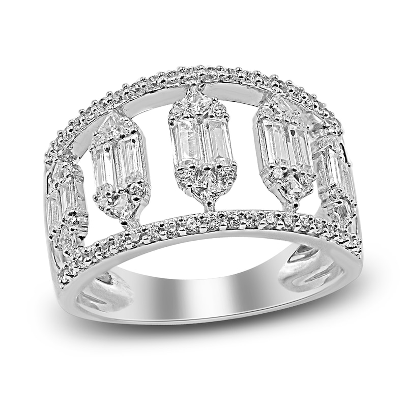Main Image 1 of Diamond Ring 1 ct tw Round/Baguette/Princess 14K White Gold