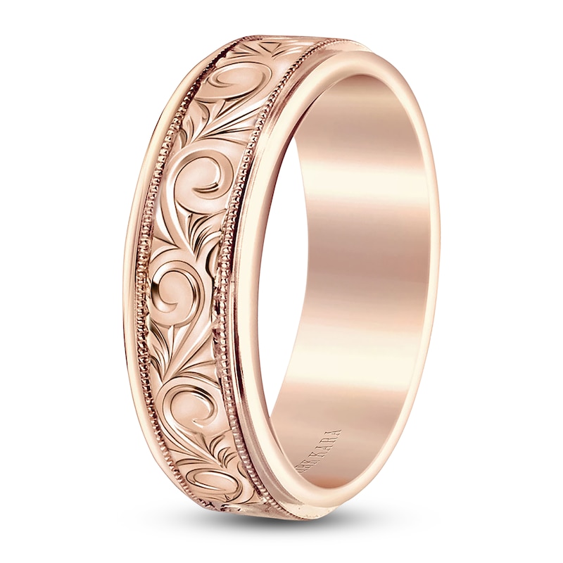 Main Image 2 of Kirk Kara Men's Engraved Wedding Band 14K Rose Gold