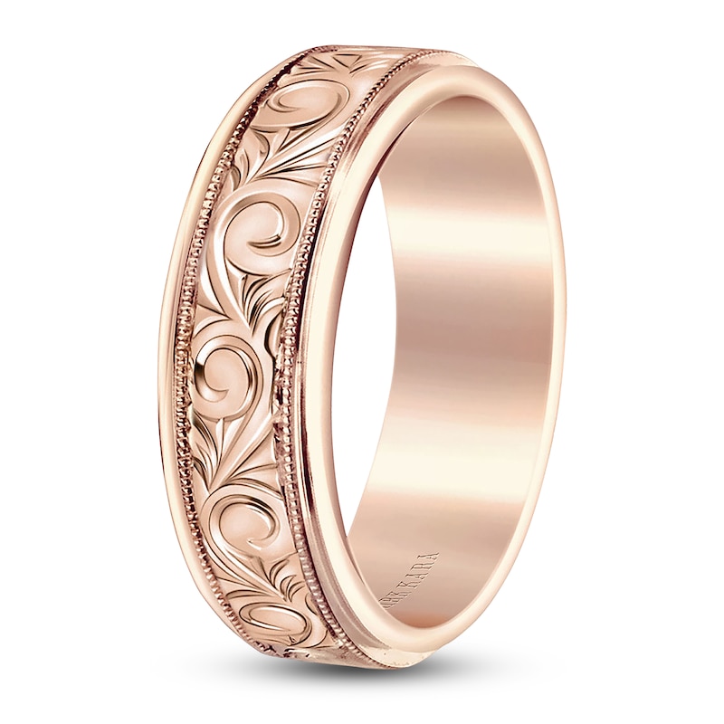 Kirk Kara Men's Engraved Wedding Band 14K Rose Gold