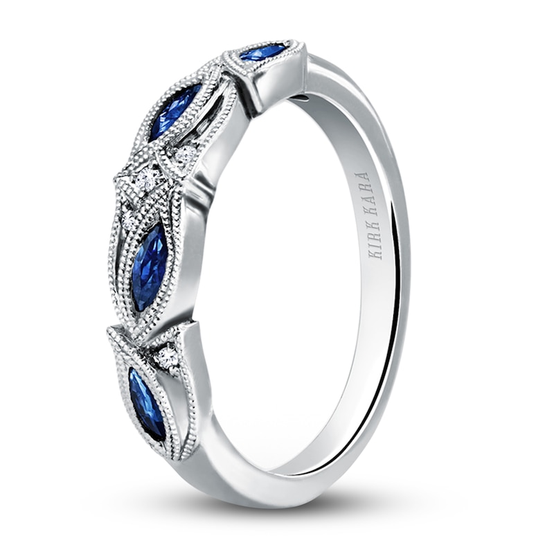 Kirk Kara Natural Blue Sapphire Anniversary Band Diamond Accents 18K White Gold