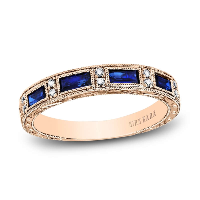Main Image 1 of Kirk Kara Natural Blue Sapphire Anniversary Band 1/20 ct tw Diamonds 14K Rose Gold