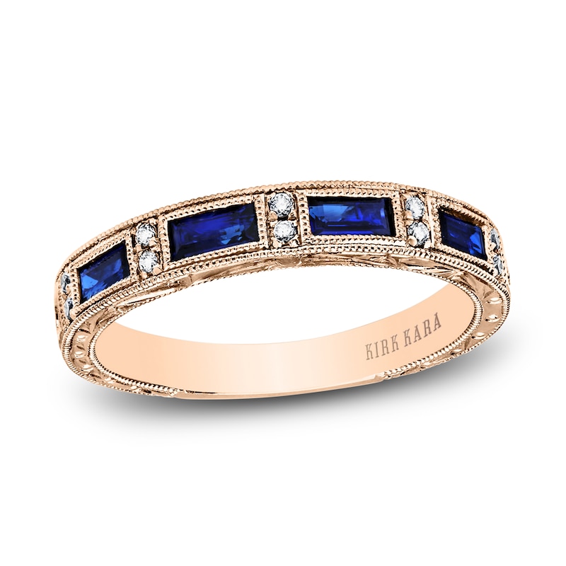 Kirk Kara Natural Blue Sapphire Anniversary Band 1/20 ct tw Diamonds 14K Rose Gold