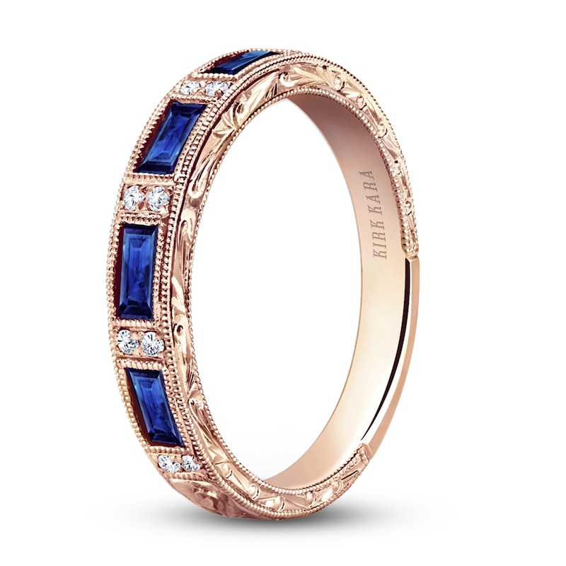 Kirk Kara Natural Blue Sapphire Anniversary Band 1/20 ct tw Diamonds 14K Rose Gold