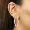 Diamond Hoop Earrings 3 ct tw Round 14K Yellow Gold