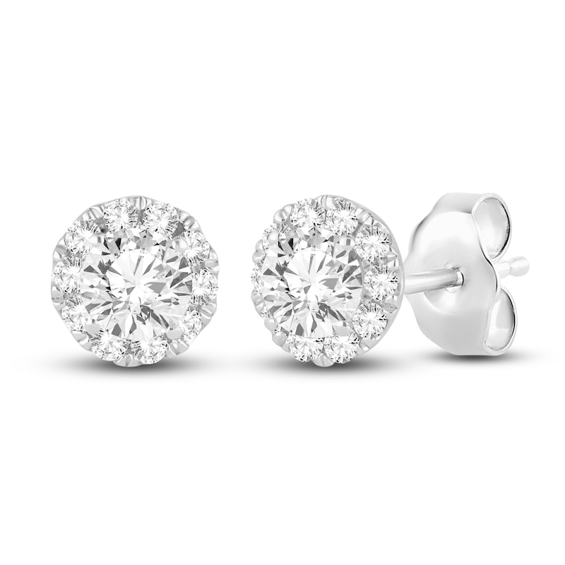 14K White Gold 5.5mm Round Moissanite Studs