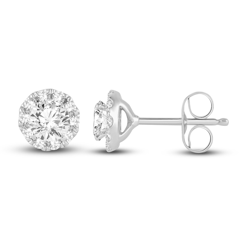 Main Image 2 of Diamond Stud Earrings 1/2 ct tw Round 14K White Gold