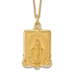 Miraculous Virgin Mary Medal Pendant Necklace 14K Yellow Gold
