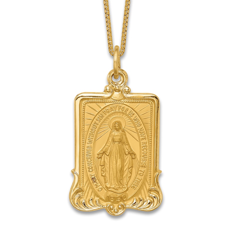 Main Image 1 of Miraculous Virgin Mary Medal Pendant Necklace 14K Yellow Gold
