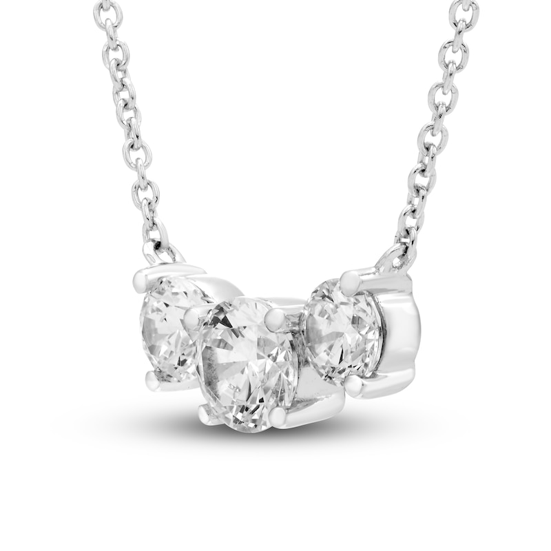 Hearts Desire Diamond 3-Stone Necklace 3/4 ct tw Round 18K White Gold