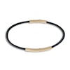 Marco Dal Maso Men's Thin Black Leather Bracelet Sterling Silver/18K Yellow Gold-Plated
