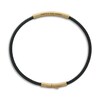 Thumbnail Image 1 of Marco Dal Maso Men's Thin Black Leather Bracelet Sterling Silver/18K Yellow Gold-Plated