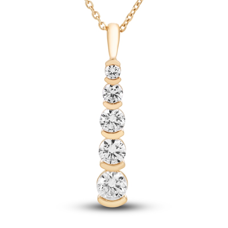 Diamond 5-Stone Necklace 1 ct tw Round 18K Yellow Gold 18"