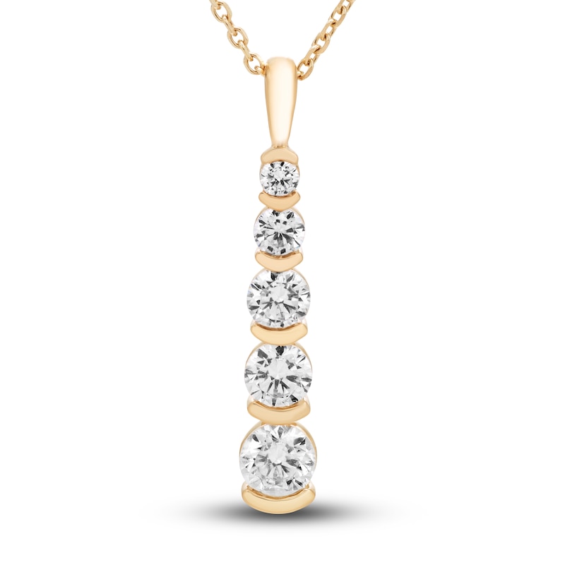 Main Image 1 of Diamond 5-Stone Necklace 1 ct tw Round 18K Yellow Gold 18"