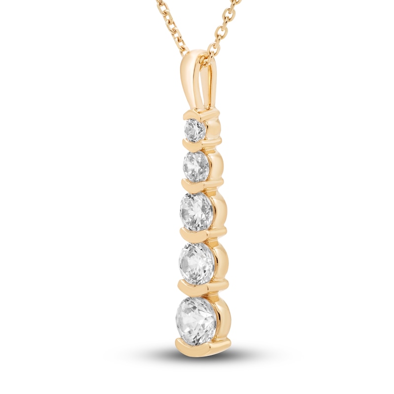 Main Image 2 of Diamond 5-Stone Necklace 1 ct tw Round 18K Yellow Gold 18"