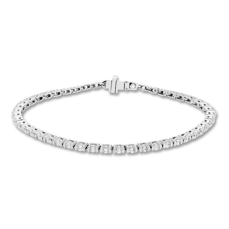 Hearts Desire Diamond Tennis Bracelet 2 ct tw Round 18K White Gold 7"