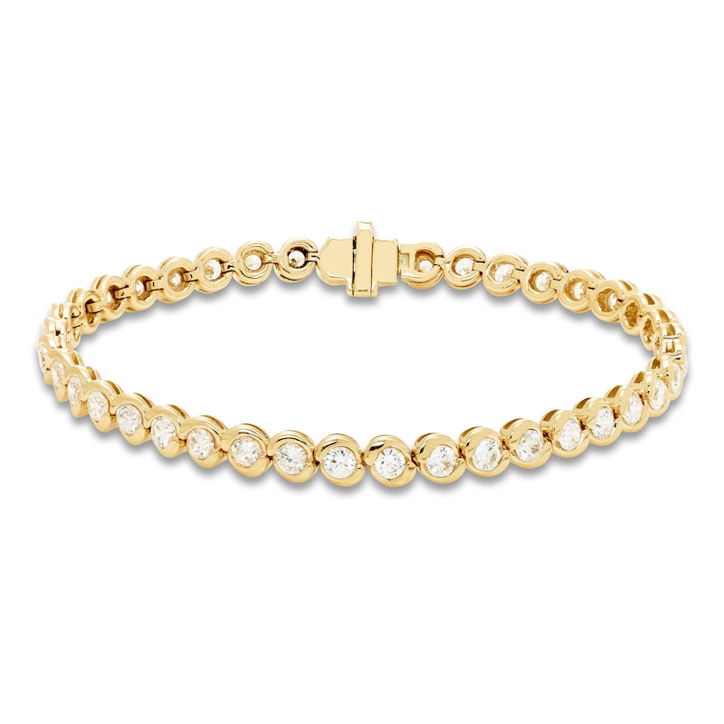 Diamond Tennis Bracelet 4 ct tw Round 18K Yellow Gold 7"